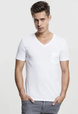 Zdjęcie produktu dla Urban Classics - POCKET V-Neck Shirt biały - S