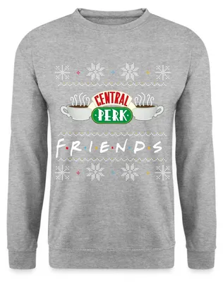 Produktbild von Spreadshirt Friends X-Mas Central Perk Uni Pullover, L, Weißgrau meliert