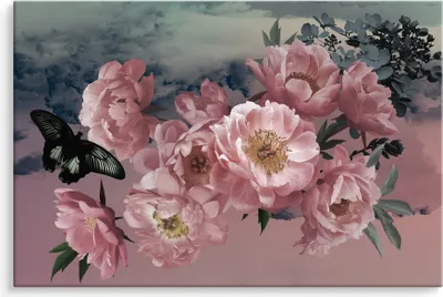 Produktbild von Fabelhafte Canvas LEINWAND BILDER 70x50 cm XXL Kunstdruck Pfingstrosen Blumen Natur
