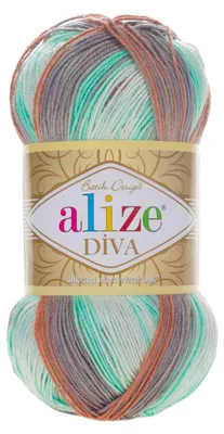 5 x 100g Strickgarn ALIZE DIVA BATIK 5550 mint | grau | braun