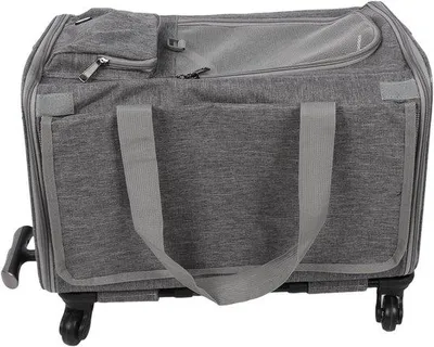 Productafbeelding van Reismand Hond - Draagtas Kat - Dierenvervoer - Inklapbaar met wielen - 58 x 33 x 10 cm - Grijs