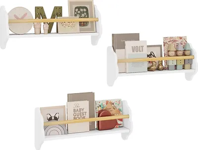 Produktbild von WOLTU 3er Set Kinder Bücherregal, Kinderzimmerregal, aus Kiefernholz MDF : Weiß 55 x 12,7 x 23cm Farbe: Weiß Größe: 55 x 12,7 x 23cm