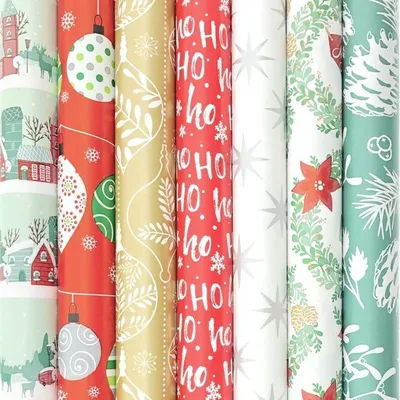 Produktbild von Weihnachten Weihnachtspapier - Geschenkpapier - Geschenkpapier für Weihnachten - K632 - 2 Meter x 70 cm - 7 Rollen