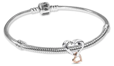 Produktbild von Pandora 21524 Damenarmband Starter-Set Silber Zweifarbiges Unendlichkeitsherz, 19 cm