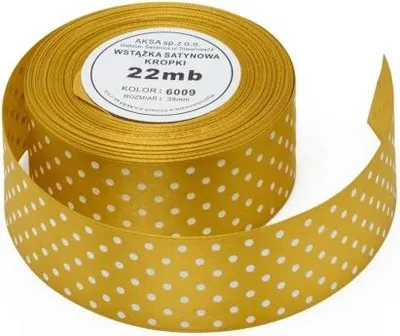 Image de Ruban satiné pour emballer des cadeaux Ruban décoratif doré à pois 38 mm 22 m