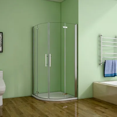 Produktbild von Runddusche Duschkabine 90x90x195cm Viertelkreis Duschabtrennung 6mm NANO ESG Sicherheitsglas