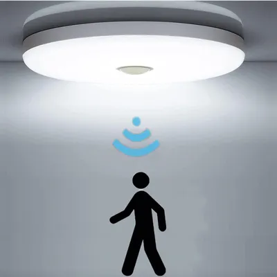 Produktbild von 12W LED Deckenleuchte mit Bewegungsmelder,  Sensor Leuchte Balkon Lampe, IP44 Wasserfest, Deckenlampe 6500K für Balkon Flur Garage Treppe Gang