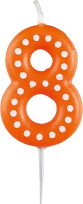Obrázek produktu pro Narozeninová svíčka 6,5cm s puntíčky číslo 8 MIX barev