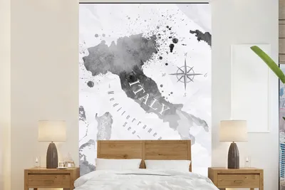 Produktbild von MuchoWow® Fototapete für Wohnzimmer oder Schlafzimmer Wandtapete Vinyl Motivtapete Italien - Karte - Aquarell - 170x260 cm - Wohnzimmertapete