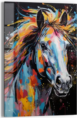 Produktbild von DEQOART Magnettafel Glas 40x60 cm 'Mähnenregenbogen' beschreibbar Whiteboard Küche