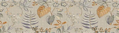 Zdjęcie produktu dla Sanders & Sanders samoprzylepna granica tapety liście i kwiaty szarym,pomarańczowymIniebieskim 10 x 500 cm