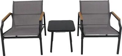 Produktbild von 3-teiliges Terrassenset mit Stühlen und Tisch - Metallrahmen
