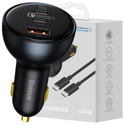 Produktbild von Baseus Schnelles Auto-Ladegerät Usb / Usb Typ C 160W Pps Schnellladung 5 Pd Grau (Tzcczm-0G)
