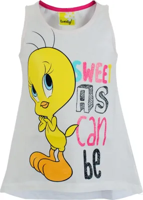 Produktbild von 82236 Disney Tweety Top für Mädchen – Weiß, Gr. 104 – Fröhliches Sommertop mit Tweety für kleine Abenteurerinnen