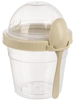 Zdjęcie produktu dla Pojemnik na jogurt – pojemnik na lunch z łyżeczką – 400 ml – plastik