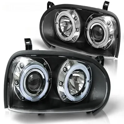 Immagine prodotto di Fari a LED effetto "Angel Eyes" compatibili con Volkswagen Golf 3 (modelli dal 1991 al 1997), colore nero