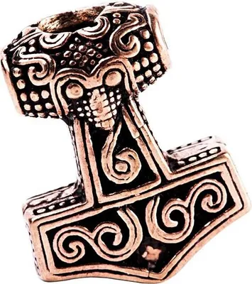 Produktbild von Wikinger Haar Bartperle Thorbart Thorshammer Bart Schmuck Bronze 7694