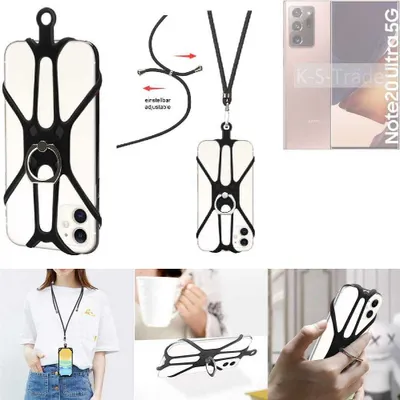 Produktbild von K-S-Trade 3in1 Handykette Handyband Handykordel Halsband Smartphone-Ring Handy-Ring kompatibel mit Samsung Galaxy Note20 Ultra Fingerhalterung