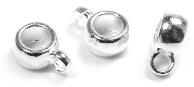 Produktbild von Vintageparts 10 Collierschlaufen silberfarben, schlicht, für Lederbänder