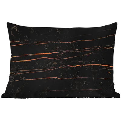 Produktbild von MuchoWow® Outdoor Kissen - Marmor - Schwarz - Gold - Ader - 60x40 cm - Wetterfest - Lounge Kissen - Zierkissen - Kissen für Innenräume