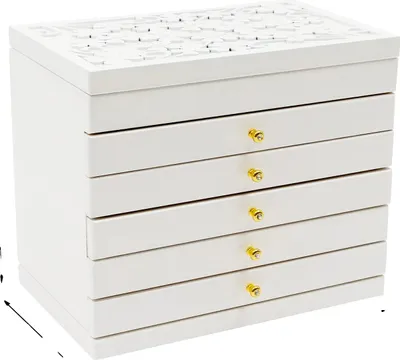 Immagine prodotto di Portagioie, sei ripiani, design salvaspazio, bianco con specchio