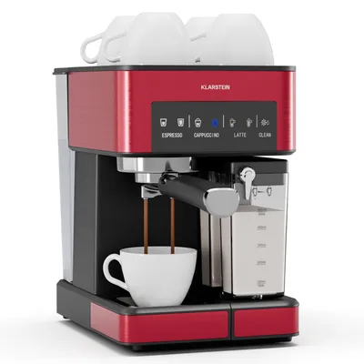 Image de Klarstein Arabica Comfort machine à expresso – 20 bars, 1350 W, avec mousseur à lait, compatible café moulu & dosettes, réservoir 1,8 L, panneau tactile, nettoyage facile