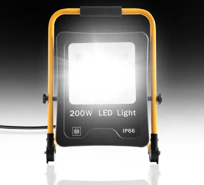 Produktbild von LARS360 LED Baustrahler 200W Kaltweiß inkl. Standgestell und Netzkabel - LED Fluter Arbeitsscheinwerfer Wasserdicht IP66 für Innen-und Außenbereich - Garage, Garten, Sportplatz, Baustelle