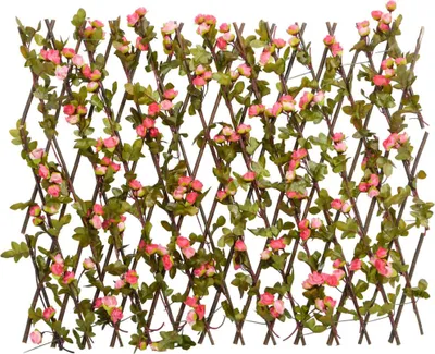 Imagen del producto de vidaXL: Rejilla decorativa con hiedra artificial, extensible, color rosa oscuro, 180x60 cm
