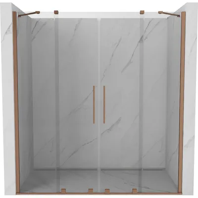 Produktbild von Mexen Velar Duo ausziehbare Duschtür 200 cm, transparent, Kupfer gebürstet - 871-200-000-02-65