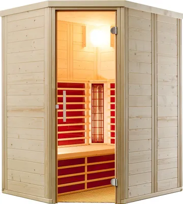 Produktbild von Infraworld Infrarotkabine Vario Natura 148 Ecke links Fichte 148x121,5cm mit 2 ABC-Strahler