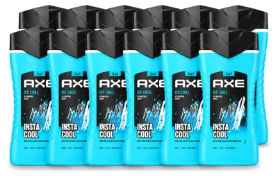 Productafbeelding van 12 x Axe Ice Chill 3-in-1 douchegel - Menthol - 250 ml - Voordeelverpakking - 12 stuks