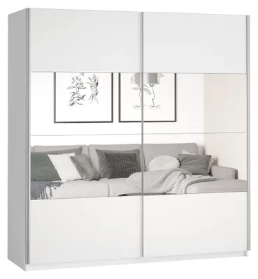 Obrázok produktu pre Zrkadlová šatníková skriňa 181 cm CROWEL - biela