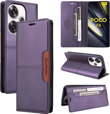 Produktbild von Handyhülle für Xiaomi Poco F6/Redmi Turbo 3 5G Hülle, Leder Flip Wallet Kartenfach Stand Schutzhülle Lila