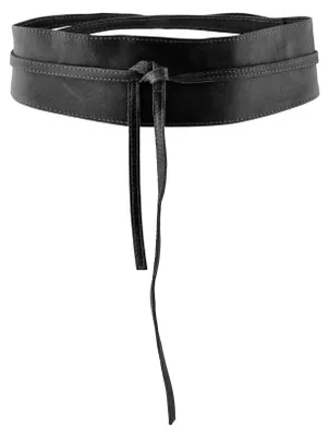 Imagen del producto de PIECES, cinturón de cuero con lazada y hebilla, para mujer, color negro, talla 70