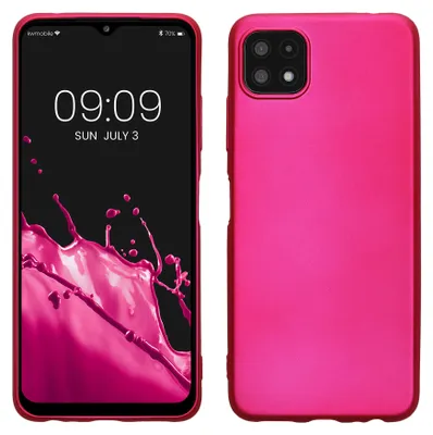 Produktbild von kwmobile Handyhülle für Samsung Galaxy A22 5G Hülle - Silikon Case metallisch schimmernd - Schutzhülle Cover - Metallic Pink