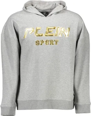 Produktbild von Grauer Herren-Hoodie: Langarm, Kapuze, Kängurutasche, Logo-Applikation
