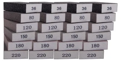 Produktbild von Set von 24 Schleifschwämmen und Schleifpapier für verschiedene Anwendungen