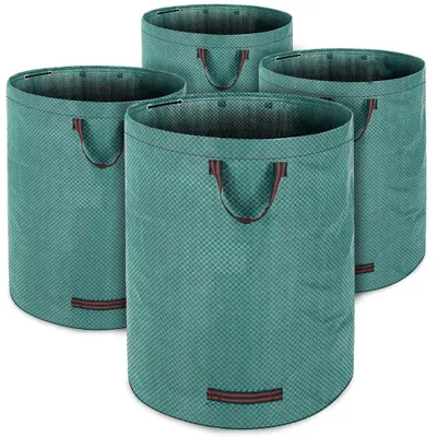 Produktbild von GARDEBRUK® Gartenabfallsack 4x280 Liter 50 kg Belastbarkeit doppelte Nähte 3 stabile Griffe robust abwaschbar Garten Rasensack Gartentasche Laubsack