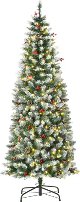 Produktbild von HOMCOM Weihnachtsbaum 1,8 m Christbaum 618 Zweige mit LED-Lichter Tannenzapfen