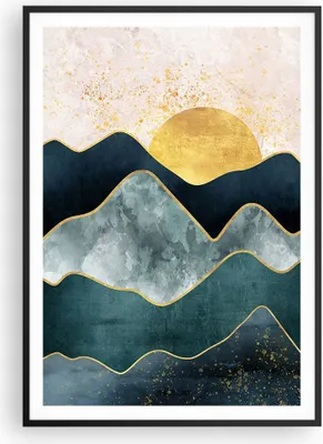 Produktbild von Gerahmtes Poster - Schwarzer Rahmen - Osten die Sonne Geometrie - 70x100 cm - Wand Bild - Wanddeko - Wandbilder - Kunstposter - Wandposter - Bilderrahmen - Bilder - Kunstdruck - P2BPA70x100-5142