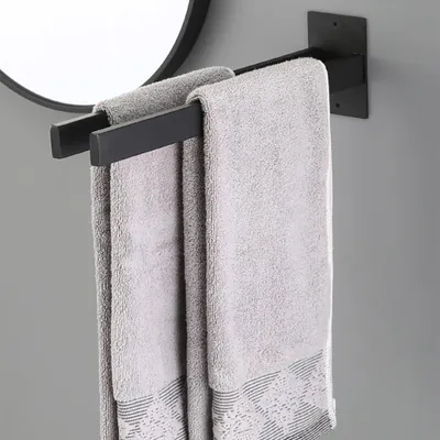 Produktbild von Handtuchhalter ohne Bohren, schwarzer Handtuchhalter, selbstklebend, Badezimmer-Handtuchhaken, Wandmontage, Doppelhandtuchhalter 40 cm, Küche