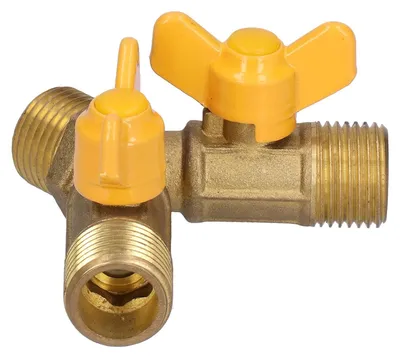 Image de Robinet à trois voies en laiton pour gaz. Raccordement G1/2