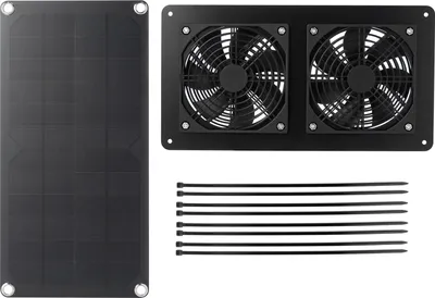 Image de Kit panneau solaire de ventilation 10 W, résistant aux intempéries, pour petits poulaillers, serres, hangars, abris pour animaux et sorties de fenêtres
