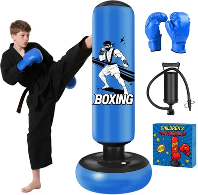 Zdjęcie produktu dla Worek bokserski 168 cm, z rękawicami, dla dzieci, stojący, do kickboxingu