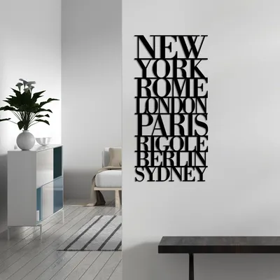 Image de Wallity, Capitals - L, Accessoire mural décoratif en métal, 100 % METAL, noir, 70 x 35 cm