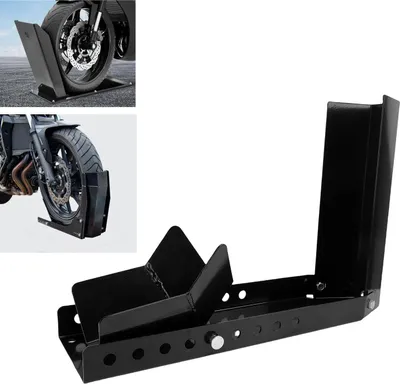 Productafbeelding van Cruiser, sportieve en dirt bikes, motorbok, antislip, draagvermogen 3000 lbs, zwart, robuuste voorbandsteun voor aanhangers, geschikt voor wielen van 8-24 inch