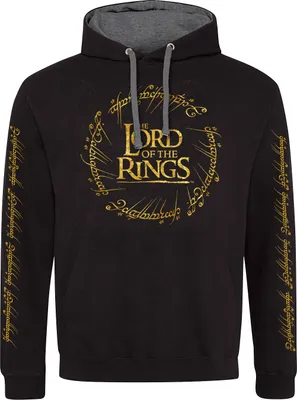 Produktbild von Lord of the Rings Hoodie M Schwarz Uni Gold Foil Logo Uni Pullover Hoodie Contrast