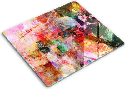 Zdjęcie produktu dla Deska kuchenna – 60 cm x 52 cm - Szklana deska do krojenia - Szkło hartowane – Antypoślizgowa - Abstrakcja Farby