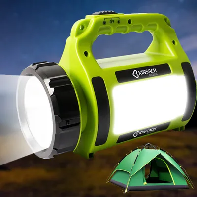 Produktbild von LED Campinglampen Taschenlampe, 500m Reichweite Handscheinwerfer Campinglampe 3 Lichtmodi USB Aufladbare Handheld Outdoor Licht Campingbeleuchtung