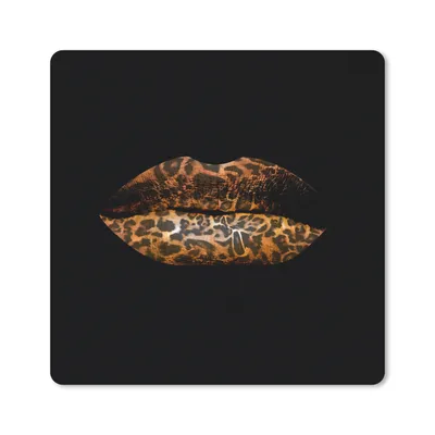 Produktbild von MuchoWow® Mauspad Mousepad Lippen - Tigerdruck - Schwarz 30x30 cm - Mousepads - Maus Mat - Pad - Mausunterlage - Gaming